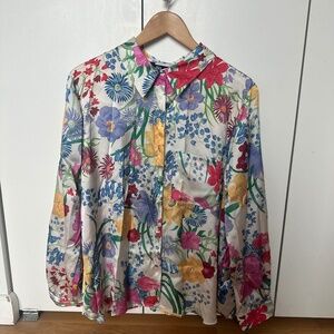 Zara Floral Print Silk Shirt